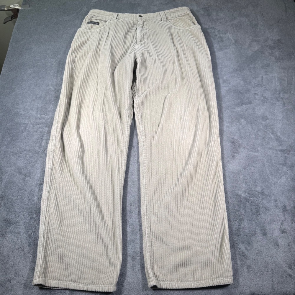Vintage Quiksilver Corduroy Pants Baggy Beige Wide Wale Men's 36 (34x31) N105155